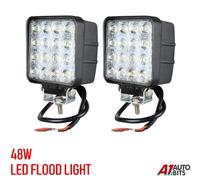 2x 48w Quadrato 16 LED 12v/24v Lavoro Luci Faretto Fascio Lampade 4wd SUV Atv