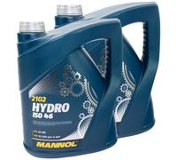 2x 5 Litro Olio Idraulico Mannol Hydro Iso Hlp 46 Vdma 24318 din 51524/2