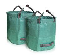 2x 500L Sacchi da Giardinaggio Professionali,Sacchi per rifiuti da giardino,Robusto Antistrappo,e riutilizzabili Borsa da Giardino,Borsa da Giardino con Manici (500 Litri - 2 Pezzi,Verde)