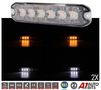 2x 6 LED Ambra Bianco Recupero Strobo R65 Ece Lampeggiante Griglia Luce Barra
