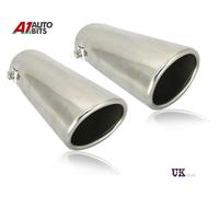 2x 60mm Cromo Acciaio Inox Auto Coda Tubo di Scarico Punta Taglio Orlo da Corsa