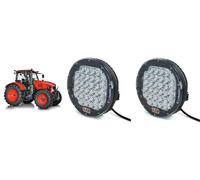2x 7D Jumbo 12-24V LED Fari Tondi 23cm 96W Per Trattori Kubota