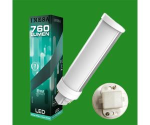 2x 8W=18W LED Compatibili Plt Ruotabile G24D 2 Pin Lampadina 6000K Luce Bianca