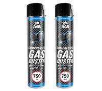 2x AABCOOLING Bomboletta d'Aria Compressa 750ml per Pulire Accessori PC, Tastiera, Stampanti, Televisioni, Fotocamere, Spray Contatti con Tubo di Estensione, Rimozione di Polvere