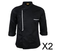 2X abito da cuoco retrò giacca cappotto uniforme manica lunga cucina
