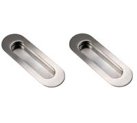 2x Accesso Alla Shell Acciaio Inox Ovale Maniglia Porta Scorrevole 120x40 MM Per