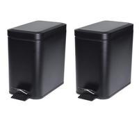 2x Acciaio Inox Pattumiera 5L Nero Rettangolare Bidoni Coperta Cestino Carta