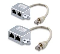 kwmobile 2X Adattatore Cavo di Rete - Sdoppiatore ISDN per Cavo Rete Presa RJ45 - Splitter T Adapter duplicatore 2 Porte con Attacco Rj45 ISDN LAN