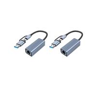 2X Adattatore da USB 3.0 un Ethernet con Rete Cablata da USB C un RJ45 Gigabit LaN 1000 Mbps, Adattatore di Rete, per Windows