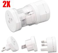2X ADATTATORE INTERNAZIONALE CORRENTE PRESE ELETTRICHE SPINA VIAGGIO UNIVERSALE