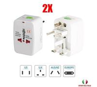 2X ADATTATORE INTERNAZIONALE CORRENTE UNIVERSALE PRESA ELETTRICA SPINA VIAGGIO
