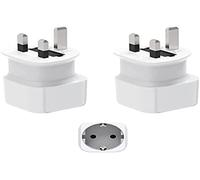 2X Adattatore Spina Inglese, 2-Pin Spina Europea verso 3-Pin Spina Inglese, Adattatore da Viaggio di Tipo G, per Irlanda, Scozia, Maldive (Pacco da 2)