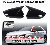 2X Add-On Side Wing Mirror Cap Covers Glossy Black For Audi A3 8Y 2021-2025 +