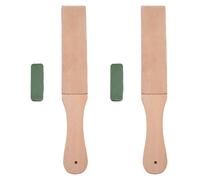2X Affilacoltelli Set Manico Nel Legno Affilacoltelli Nel Pelle Strop Un M3912