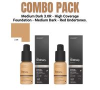 2x Alto Copertura Fondotinta Medio Scuro Cremoso a Lunga Durata Rosso Trucco