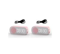2X Altoparlante Wireless Radiosveglia Supporto Doppio Allarme Scheda TF Allarme Digitale per Ufficio Domestico Rosa