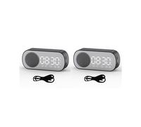 2X Altoparlante Wireless Radiosveglia Supporto Doppio Allarme Scheda TF Allarme Digitale per Ufficio Domestico Nero