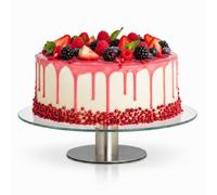 2x Alzata Girevole per Dolci, Piatto con Piedistallo Tortiera per Decorare e Servire, Vassoio Ø 30cm, Trasparente