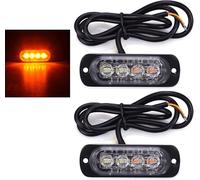 2x Ambra 4 LED Camion Emergenza Faro Luci Emergenza Flash Strobo Barra Allarme