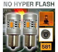 2x Ambra Lampadine Indicatore LED 581 PY21W BAU15s Canbus N° Hyper Flash 1000Lm