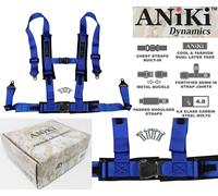 2X Aniki Blu 4 Punto Aircraft Fibbia Sedile Cintura Bardatura W / Ultra Spallina