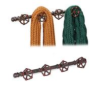 2x Appendiabiti da Parete, Aspetto Industrial, 4 Ganci, Design a Tubo dell’Acqua Decorativo, 6,5 x 46,5 x 6 cm, marrone