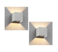 ledscom.de 2 x CUBEL applique per esterni, IP65, up/downlight, bianco opaco, quadrato, 1x G9 max. 10W