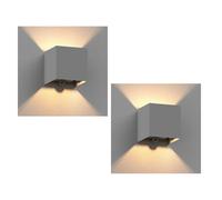 2x applique CUBEL per esterni IP65 up/downlight rilevatore di movimento grigio