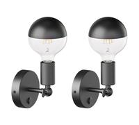 2x applique FETRO interruttore nero opaco rotondo 1x E27 max. 60W [EEK: F]