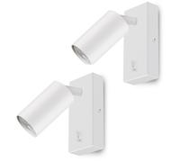 2x Applique LED da parete con interruttore, bianco, IP20, 40W, bianco caldo
