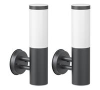 2x applique PORU per esterni IP44 acciaio inox antracite opaco rotondo 1x E27