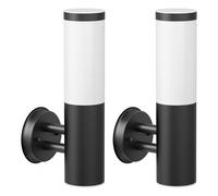 2x applique PORU per esterni IP44 acciaio inox nero opaco rotondo 1x E27 max.