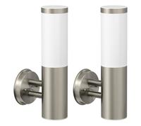 ledscom.de 2 pz. applique PORU per esterni, IP44, acciaio inox, acciaio inox opaco, rotondo, 1x E27 max. 40W