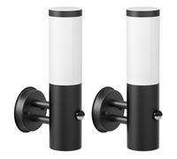 ledscom.de 2 pz. applique PORU per esterni, acciaio inox, nero, rotondo, rilevatore di movimento Lampada LED bianco caldo, 471lm