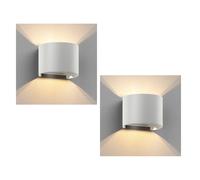 2x applique RUNEL per esterni IP65 Up-/Downlight bianco opaco rotondo 1x G9 max.