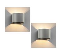 ledscom.de 2 x RUNEL applique per esterni, IP65, up/downlight, grigio opaco, rotondo, 1x G9 max. 10W