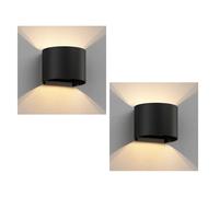 ledscom.de 2 x lampada da parete RUNEL per esterni, IP65, up/downlight, nero opaco, rotonda, 1x G9 max. 10W