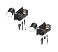 2x applique WAIKA 1 interruttore nero 1 presa USB-C USB-A 1x GU10