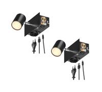 2x applique WAIKA 1 interruttore nero 1 presa USB-C USB-A 1x GU10