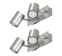 2x applique WAIKA interruttore a 2 fiamme acciaio inox opaco angolare 2x GU10 [EEK: E]