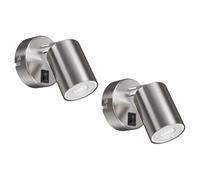 2x applique WAIKA switch acciaio inox opaco rotondo 1x GU10 max. 60W [EEK: C]