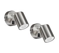 2x applique WAIKA switch acciaio inox opaco rotondo 1x GU10 max. 60W