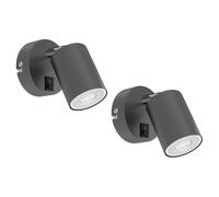 2x applique WAIKA switch antracite opaco rotondo 1x GU10 max. 60W