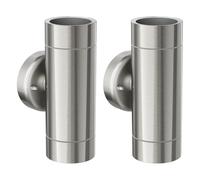 2x applique WEDO per esterni IP44 up/downlight acciaio inox opaco rotondo 2x