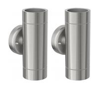 2x applique WEDO per esterni IP44 up/downlight acciaio inox opaco rotondo 2x