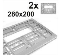 2x ARGENTO Quadrato Portatarga Circondario AUTO 280x200mm Rimorchio Caravan 11x8