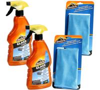 2X Armor All Pulitore Per Vetri + Panno In Microfibra Pulizia Vetri