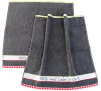 2x Asciugamani 100% Liebe Ruota Dentata Kracht Cucina Spugna Cuore Cottura