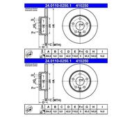 2X ATE 24.0110-0250.1 Disco Freno Posteriore Per Opel Astra G CC Astra G Caravan