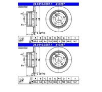 2x ATE 24.0110-0287.1 Disco Freno 280 MM per BMW E85